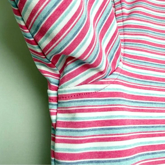 Peter Millar Summer Comfort Golf Polo Men Sz L Blue White Pink Stripe Preppy EUC - Picture 15 of 15